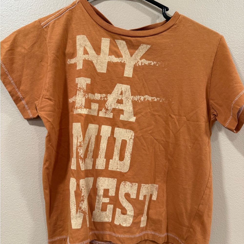 Tilly's Rust Orange Graphic Crop Top